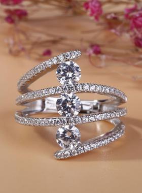 臻荣速卖通新款3颗圆钻缠绕戒指