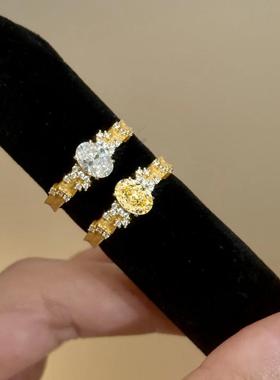 时尚轻奢冰花切鸽子蛋戒指简约