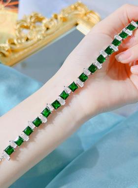 设计师新款轻奢祖母绿手链璀璨