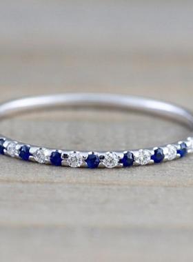 臻荣wish热卖新款镶嵌蓝宝石戒指