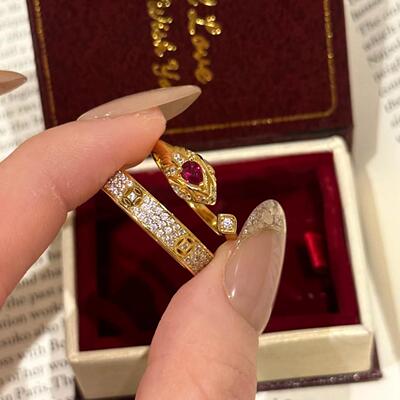 法式复古女王戒红宝红刚玉灵蛇