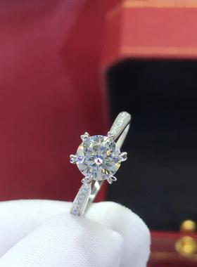 仿美国进口D色莫桑石戒指女镀pt