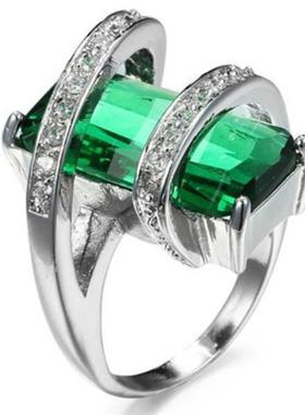 臻荣欧美碧玺镶钻藤蔓戒指多码