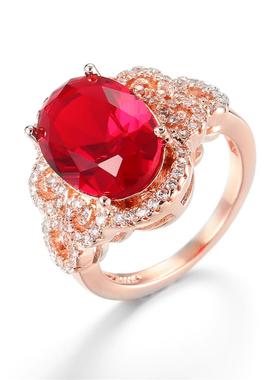 臻荣欧美时尚高端红宝石镶钻戒指