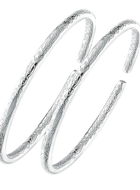 开口波西米亚白铜镀银手镯仿银饰