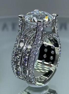 臻荣Temu新款高碳钻订婚戒指结婚