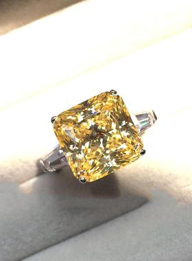 ins风超闪阿斯切黄钻开口戒指