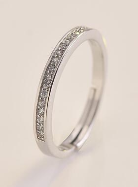 时尚镀18K铂金开口锆石求婚结婚