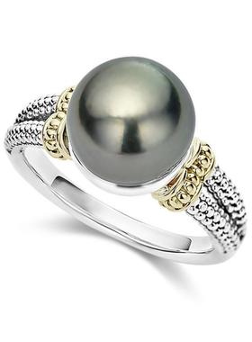 臻荣货源ebay镶嵌灰色珍珠戒指