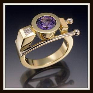 宁语wish新款modern款镀18k黄金镶钻戒指 欧美创意几何异形指环女