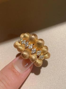 法式复古手工拉丝缎带咖啡豆戒指