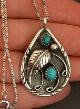 臻荣wish新款镶嵌绿松石复古染黑