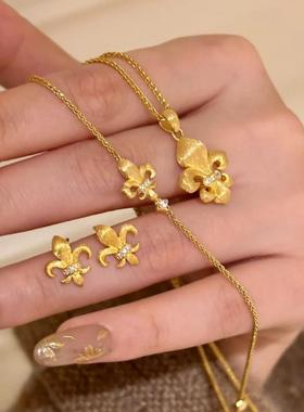 法式复古高级感拉丝鸢尾花手链