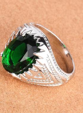 臻荣欧美新款祖母绿戒指复古