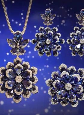 新款永生花套装项链奢华皇家蓝
