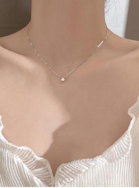 镀s925纯银闪钻项链简约网红