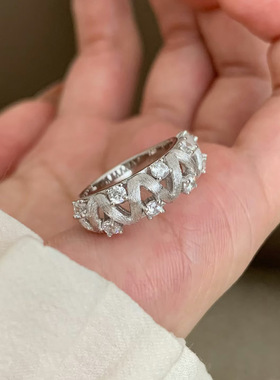 轻奢气质风波浪蕾丝戒指女高级