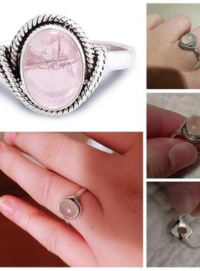 臻荣wish热卖镶嵌芙蓉石粉晶戒指