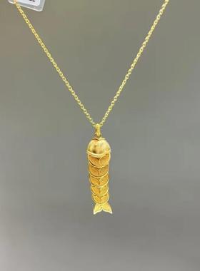 金店同款五帝钱锦鲤金鱼项链女