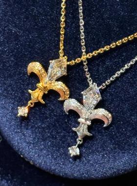 法式中古风箭形鸢尾花拉丝项链