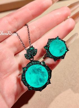 高级感黑金玫瑰花帕拉伊巴吊坠