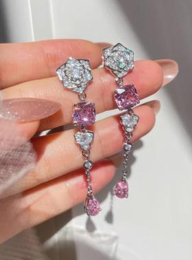 轻奢流苏粉钻山茶花项链雷迪恩