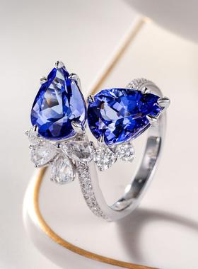 新款气质在线双钻坦桑蓝水滴梨形