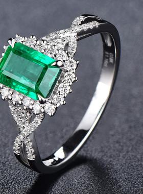 臻荣wish新款镶嵌仿祖母绿方形