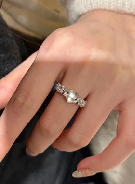 清冷小冰月玉髓葫芦戒指女新中式