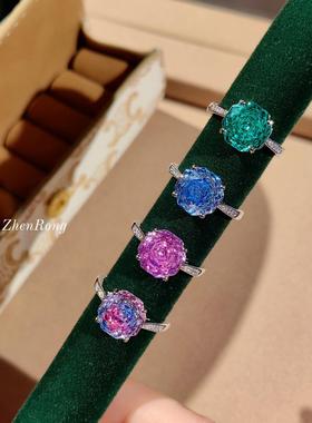 时尚轻奢八角千禧玫瑰切戒指镶嵌