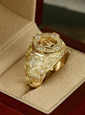 臻荣wish爆款镀18k黄金皇冠戒指