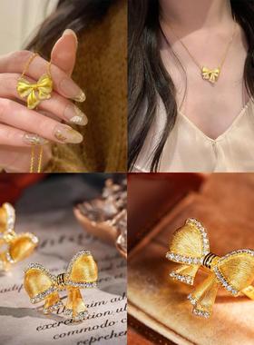 法式复古在逃公主拉丝蝴蝶结项链