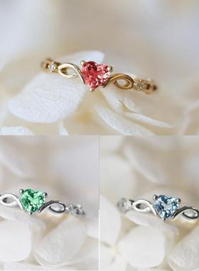 臻荣wish新款简约小清新心形戒指