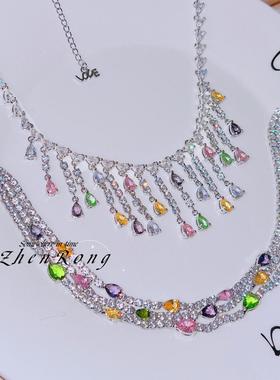 小红书推荐重工设计水滴流苏项链