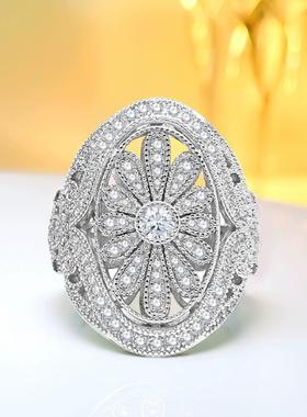 中古风复古雏菊戒指高级感蕾丝