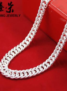 铜镀银马鞭链侧身链条男士项链