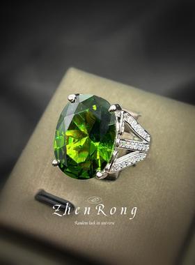 一眼万年ins风薄荷绿碧玺戒指