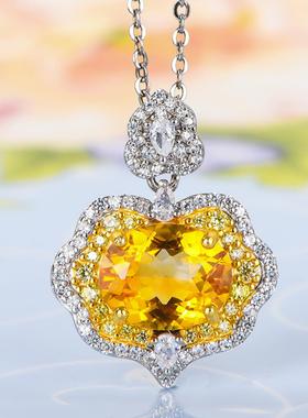 仿天然黄水晶吊坠女镀金双色日韩