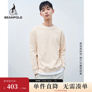 优雅卫衣型T恤 仿针织感素色logo圆领时尚 BEANPOLE滨波 男士