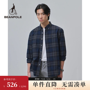 衬衫 休闲优雅商务绿色格纹长袖 男士 BEANPOLE滨波