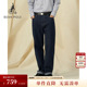 新品 宽松版 型BEANPOLE滨波 春夏男藏青色美式 复古阔腿牛仔裤