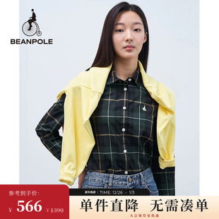 格纹衬衫 BEANPOLE滨波 女士休闲通勤简约风ESS系列藏青色Herit