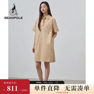 简约短袖 BEANPOLE滨波 短款 女士棉质翻领H版 连衣裙 新款