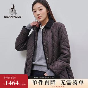 职场日常通勤低调简约绗缝棉服 时尚 BEANPOLE滨波 女士休闲中长款