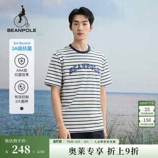 航海美拉蓝条纹设计时尚 男士 BEANPOLE滨波 简约宽松T恤 3A抗菌