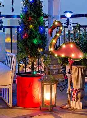 火烈鸟太阳能灯新年装饰摆件包邮