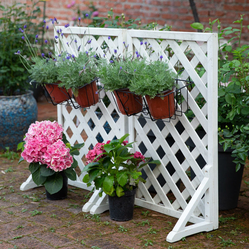 日单花园实木加厚做旧白色网格篱笆铁线莲藤月爬藤架庭院围栏包邮