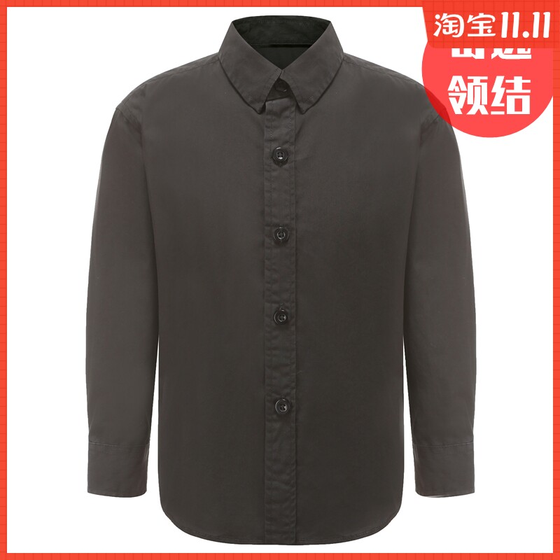 儿童黑色衬衫男童男孩长袖衬衣小学生演出校服纯棉礼服主持人钢琴
