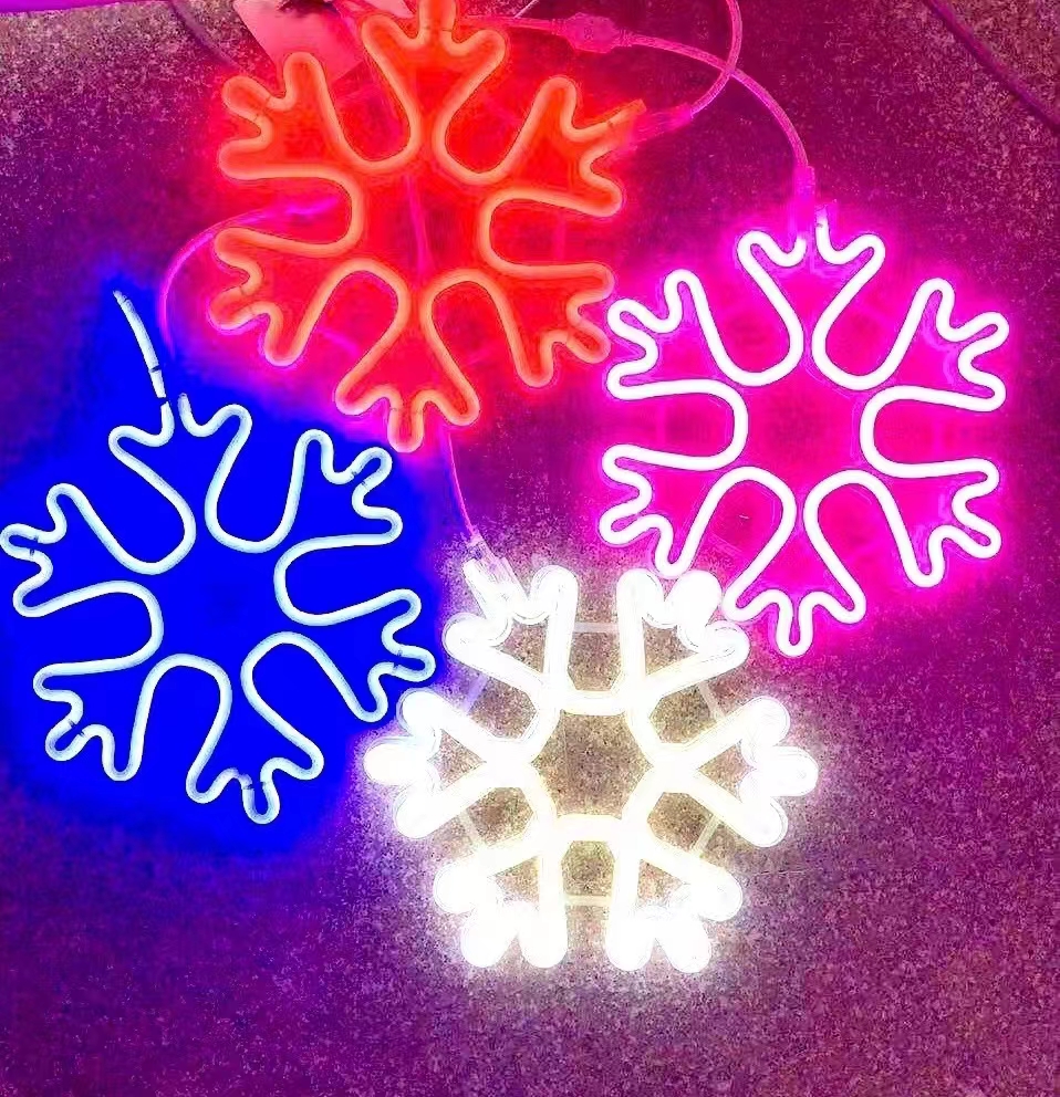 雪花星星月亮北极星柔性灯带造型挂件灯街道小区树木装饰灯