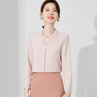 艾尚臣春季新款时尚粉色衬衫女高级感长袖职业小众气质雪纺衫衬衣